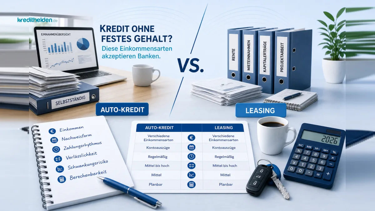 Kredit ohne festes Gehalt: Welche Einkommensarten Banken wirklich akzeptieren